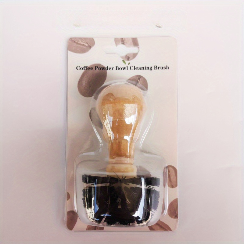 Image of Premium Wooden Handle Coffee Tamper Cleaning Brush - , Effective Filter Cleaning, - Portable Coffee Shop Essential Tool