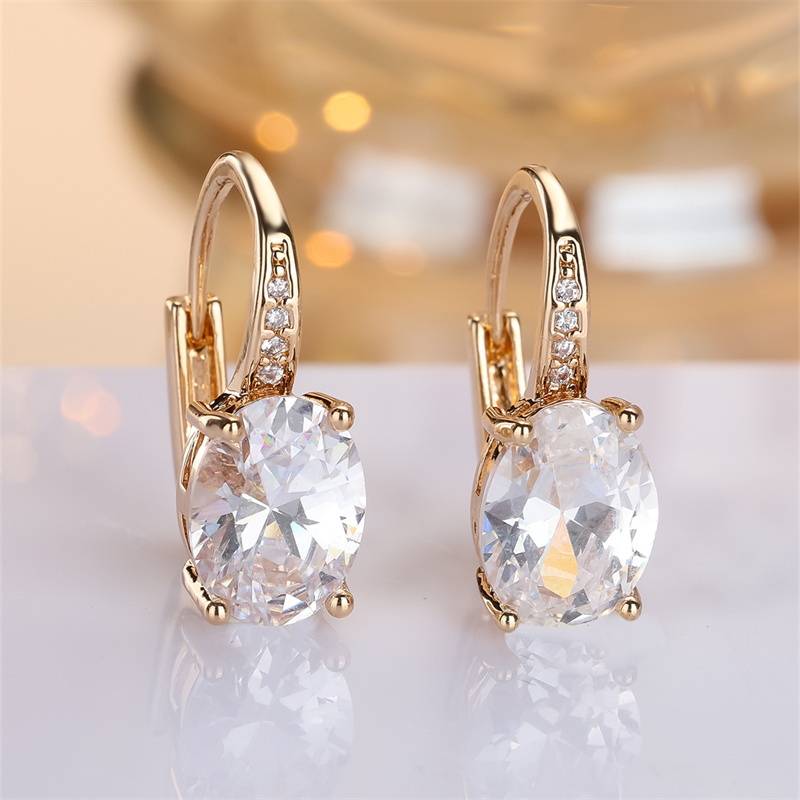 E-shop 1 Paar Luxus Ovaler Schliff Weißer Tropfen Clip Ohrringe Hochzeit Party Schmuck Valentinstag Geschenk Ganzjährig Elegante Hängeohrringe