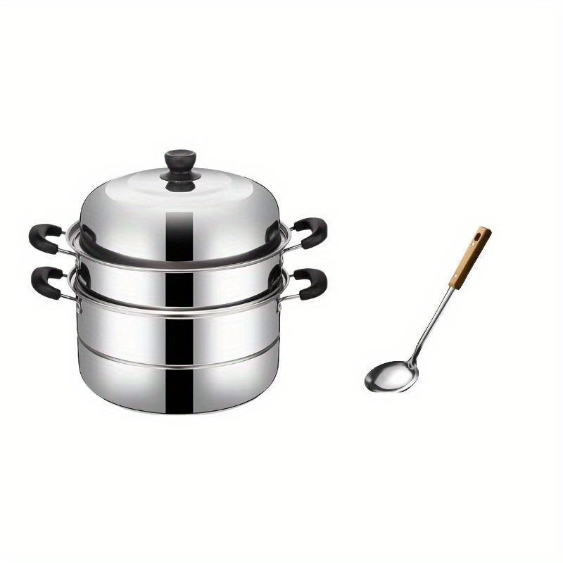 versatile stainless steel steamer set 2 3 layers thickened for       ladle   cooking steaming soups ideal for home commercial use large capacity details 4