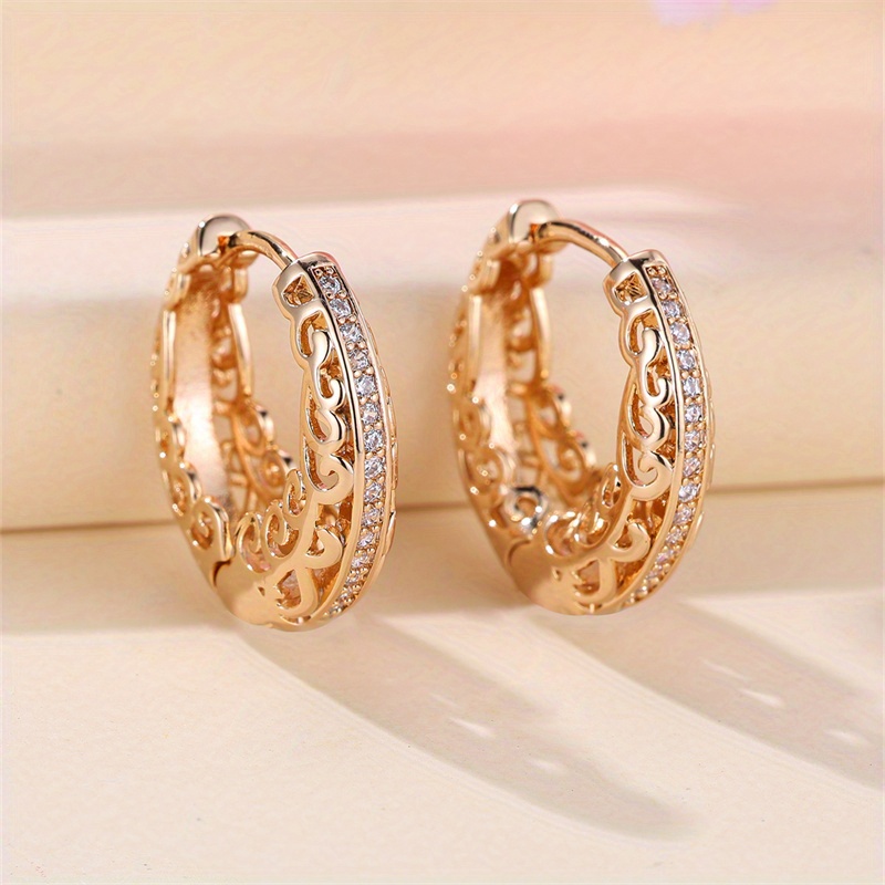 TEMU Boucles d'oreilles créoles de luxe tendance couleur dorée, boucles d'oreilles pendantes vintage de mariage avec , bijoux pour adolescente