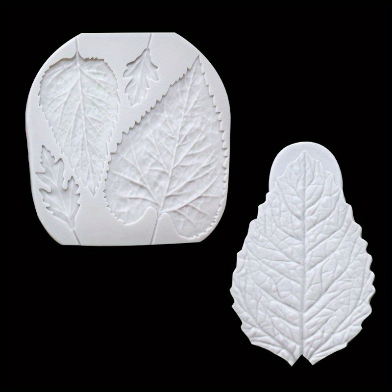 2pcs Flower Leaf Silicone Mold Gumpaste Leaves Texture Embossing Rose Flower Tree Leaf