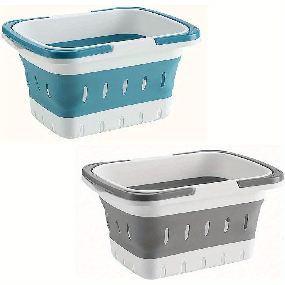 

2 Pack Portable Plastic Shower Caddy Tote, Collapsible Small Basket With Handles, Box Organizer Bin For Bathroom, Kitchen, College Dorm, Gym