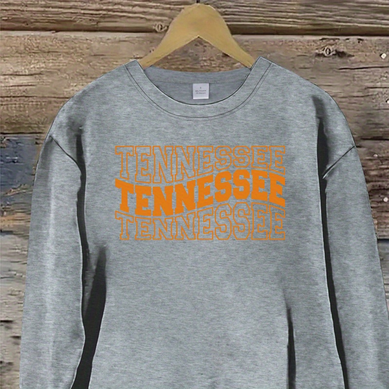 

Tennessee Geometric Pattern Neck Long Sleeve Sweatshirt - Casual Polyester Knit Fabric With Elastane, Pullover
