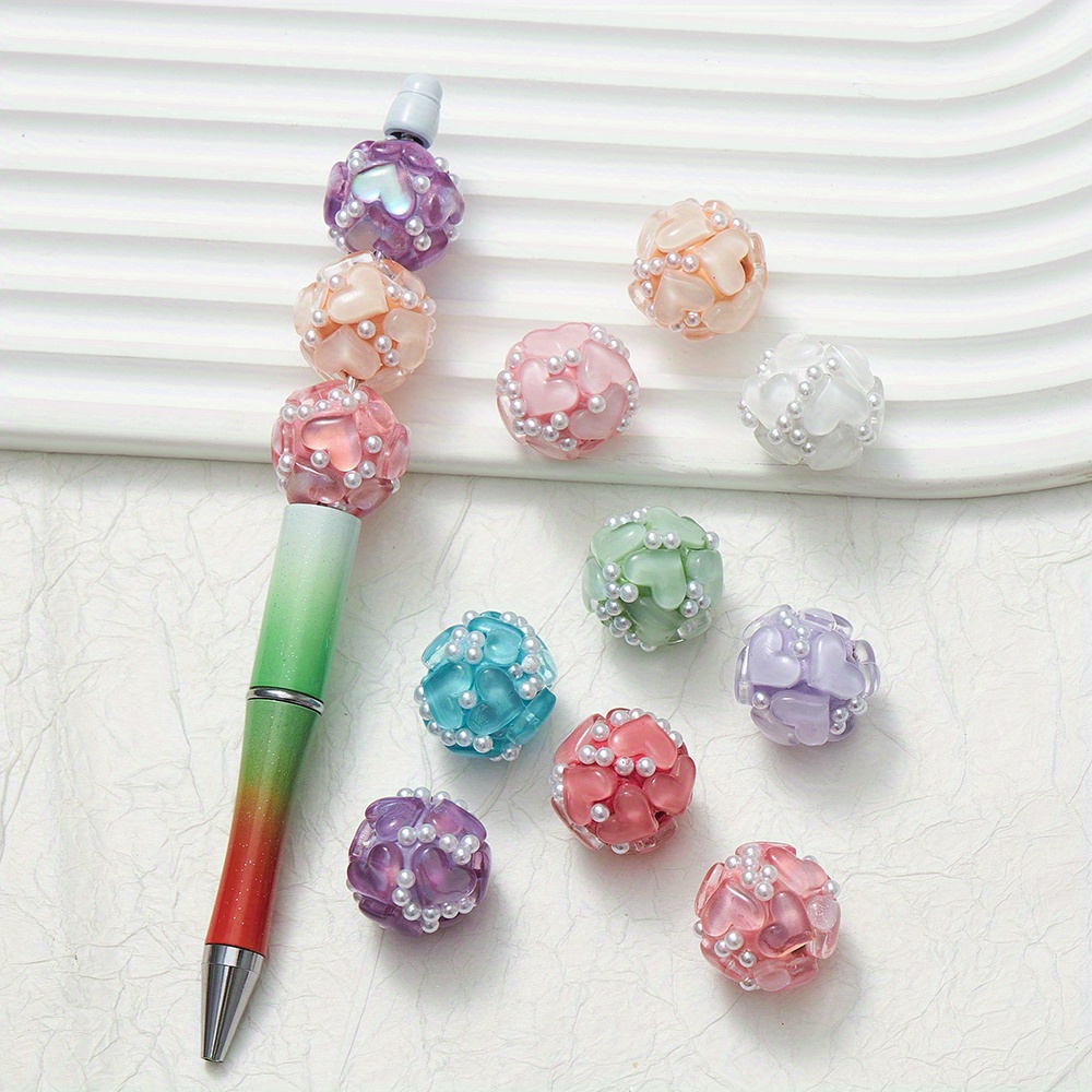 

[popular ] 3pcs Heart-shaped Flower Beads Beads Key Chain Accessories Necklace Jewelry Accessories Beads Pen Jewelry Beads