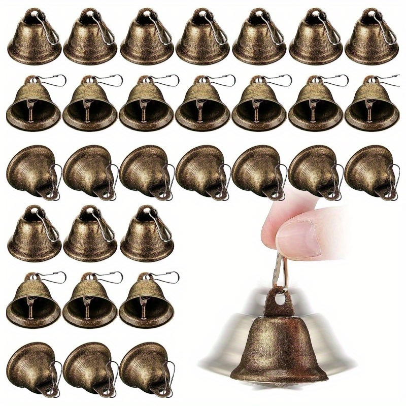 

30pcs Vintage Bells With Spring Hooks For Hanging Wind Chimes, Dog Training Doorbell, Christmas Tree And Wedding Decorations