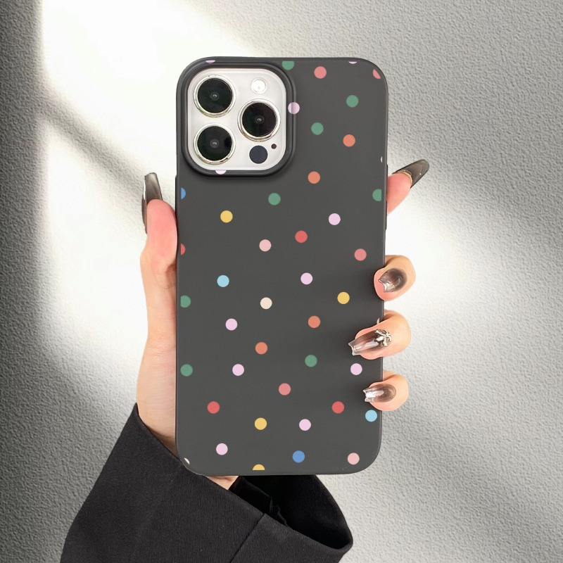TEMU Phone Case: Colorful Dots Simple And Cute Pattern Uv Printing Phone Cover 360 Degree Full Protection For Iphone 11 12 13 14 Pro Max 15 16 Xr X/