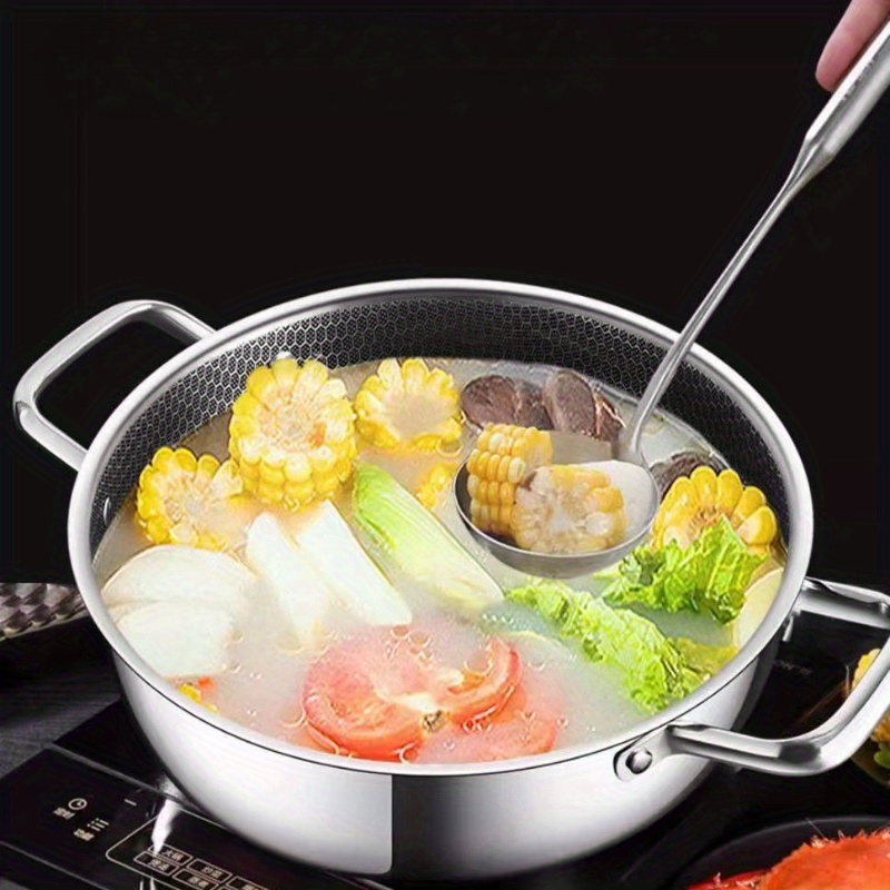 stainless steel cookware set honeycomb non coated non stick pots large capacity soup pot double boiler thick bottom with induction cooker compatible for universal hot pot details 5