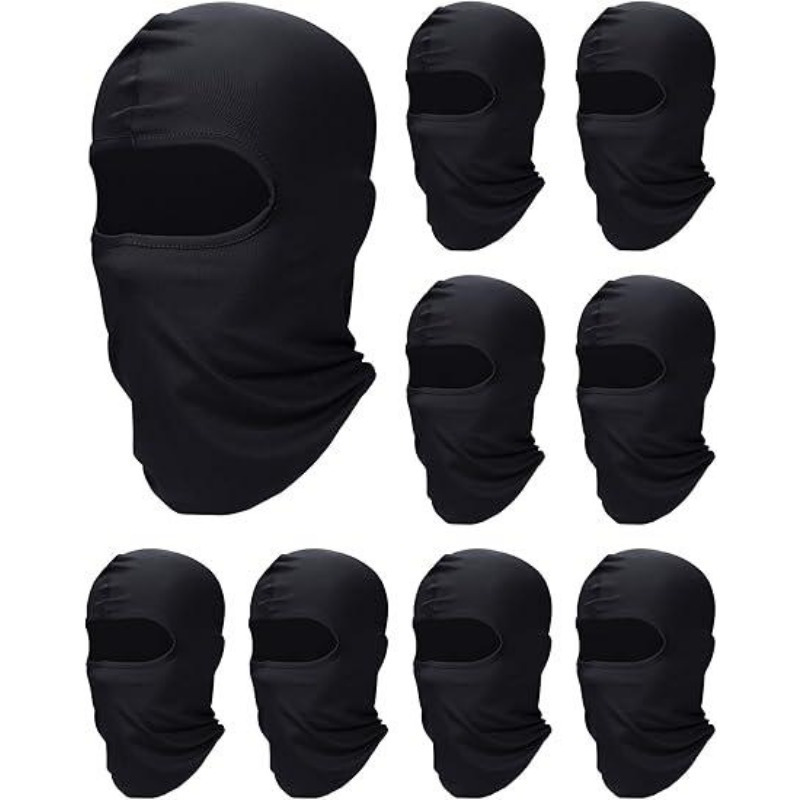 TEMU 9pcs Winter Men's And Women's Full Face Face Masks, Headsets, Outdoor Riding Face, Motorcycle Windproof , Cold Proof Masks, Sunscreen Masks,