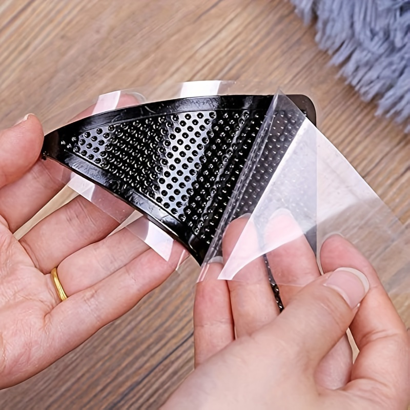 8pcs of reusable and washable anti slip carpet clips with double sided tape for safe home decoration carpet stickers 4pcs of carpet stickers 4pcs of auxiliary stickers details 1