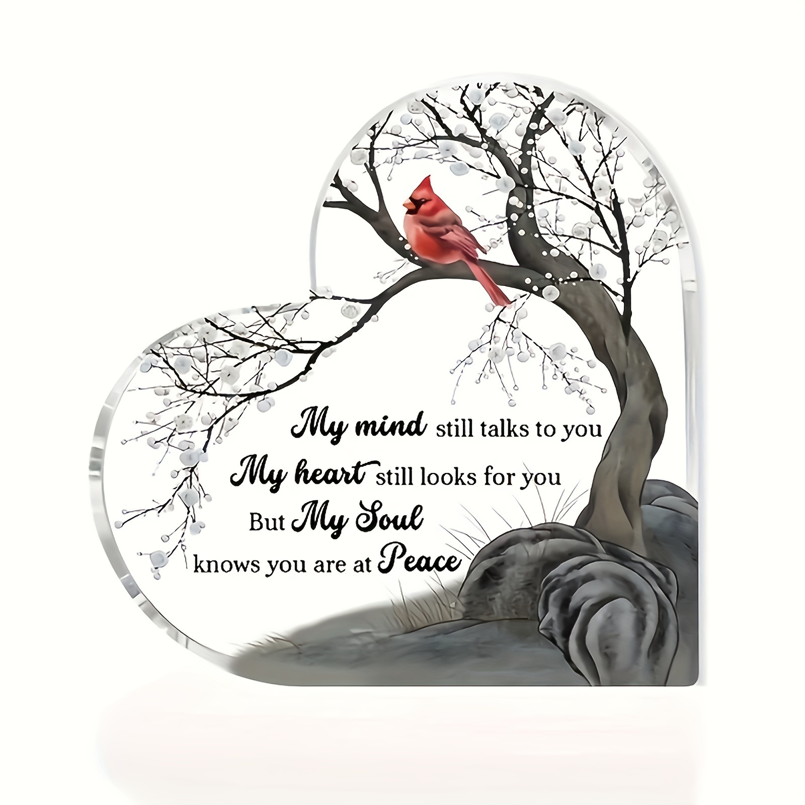 TEMU 2d Flat - [2d Flat] A Flat, Heart-shaped Acrylic Plaque Featuring A Red And , Serving As An Inspirational Memorial Gift With ' Still To You.'