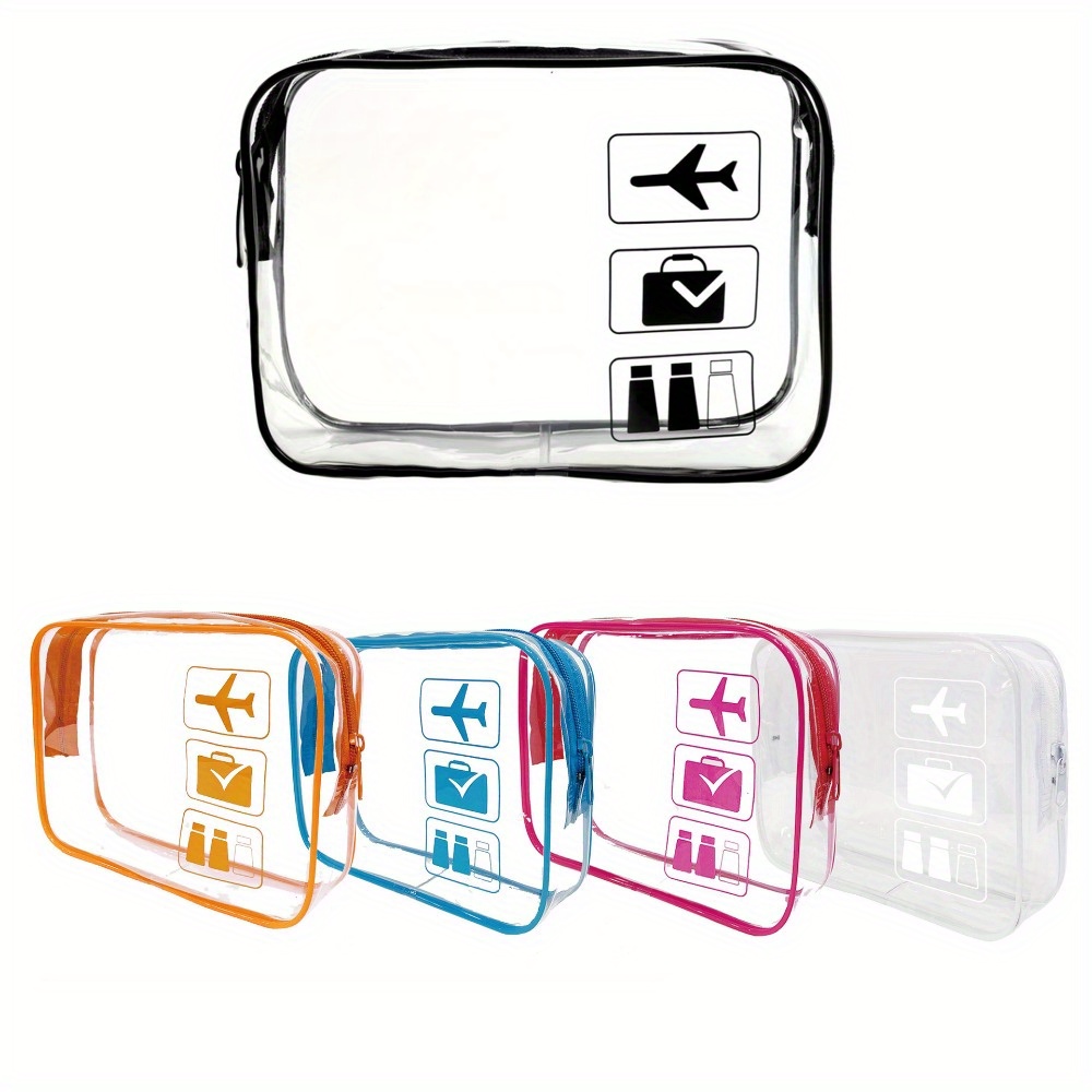 

5pcs Clear Pvc Toiletry Bags - Quart Size, Waterproof Cosmetic Makeup Organizer For Travel & Bathroom Storage, Toiletry Travel Bag