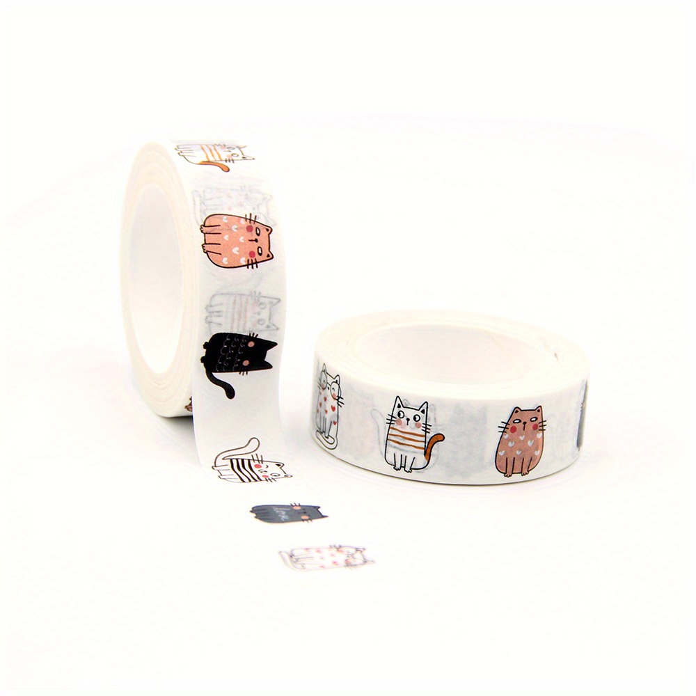 Image of 1pc Fun And Cute Cat Doodle Cartoon Washi Tape, Scrapbooking Paper, Masking Tape, Decorative Sticker, Masking Tape