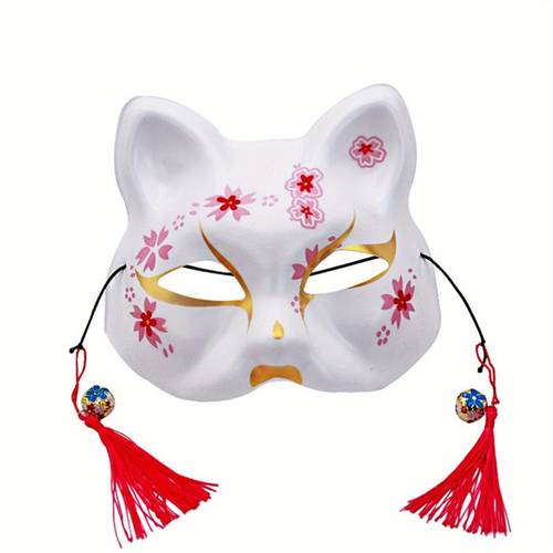 Japanese-Style Anime Fox Mask for Halloween, a Half-Face Covering Accessory Suitable for Teens And Adults.