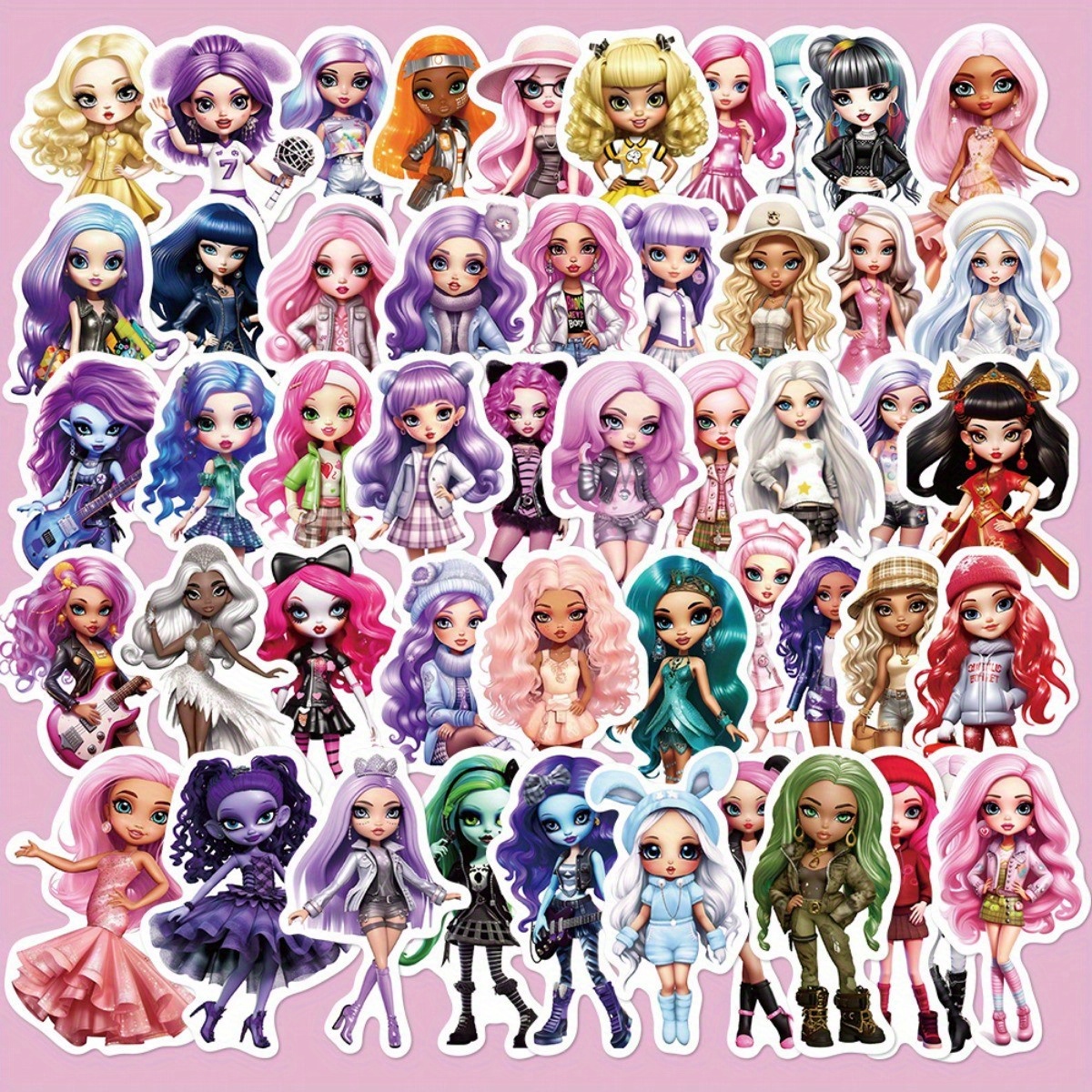 Image of 50 Sheets Cartoon Rainbow Harajuku Series Graffiti Stickers Suitable For Suitcase Phone Case Laptop Helmet Skateboard Decorative Stickers Scrapbooking Stickers