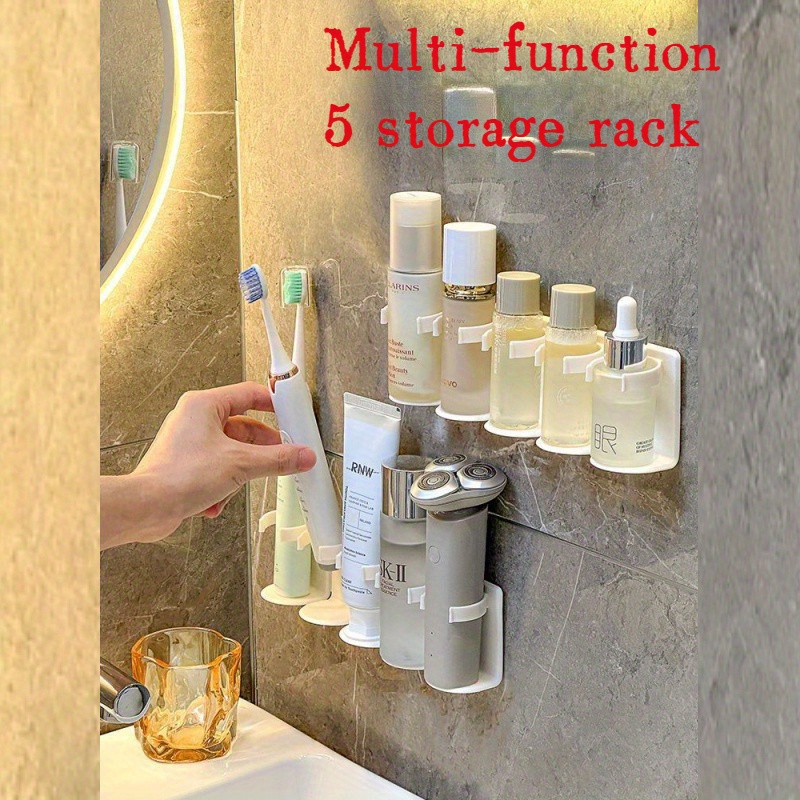 

Adjustable Wall-mounted Cosmetics Storage Rack: Improve Your Bathroom With No Holes To Cut