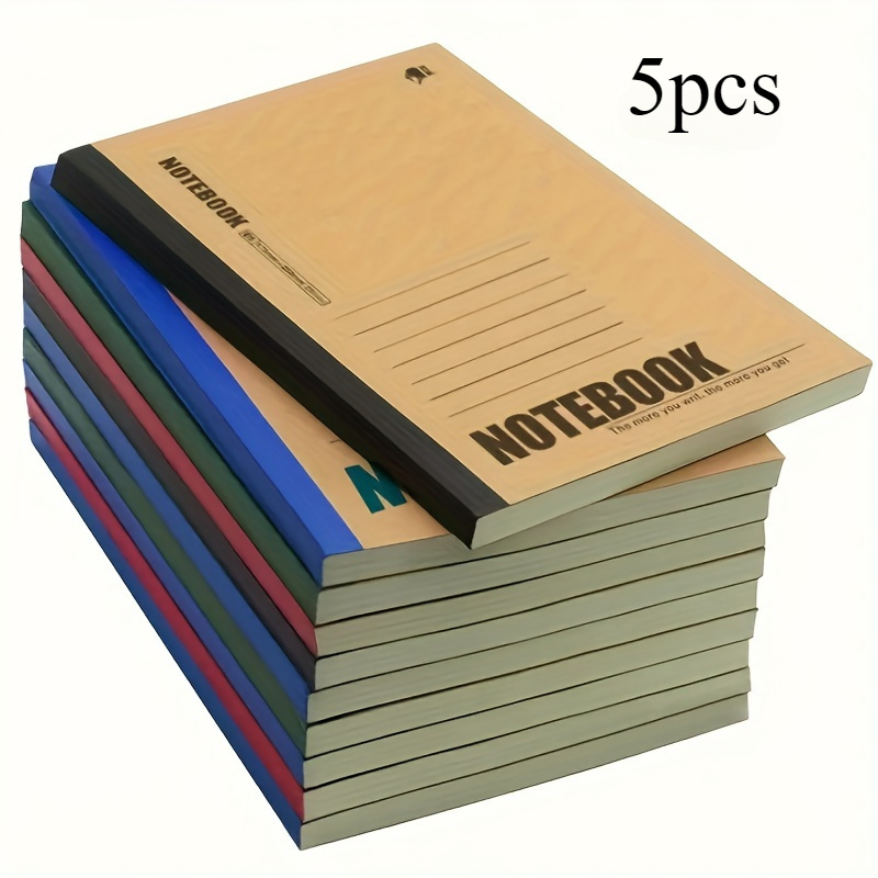 TEMU A Set Of 5 A5 Soft Leather Leather Notebooks-80 Pages Matte Oil Resistant Pages, Compact School Lined Office And School Magazine