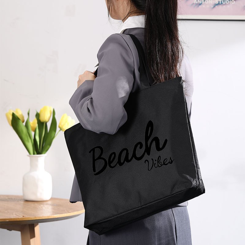 

Sac fourre-tout personnalisé - Sac à bandoulière en tissu Oxford tendance pour femme, grande , doublure en polyester, fermeture à glissière, lavable en machine, noir