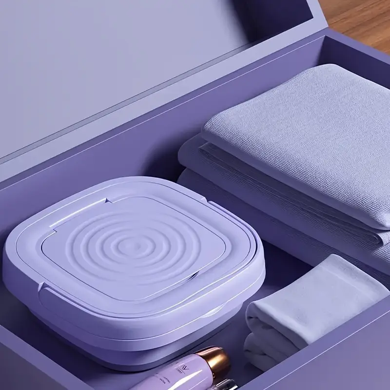 1 compact foldable washing machine suitable for car travel and   use space saving design for small spaces a portable appliance ideal for washing underwear socks and other delicate items on the go Product details 8