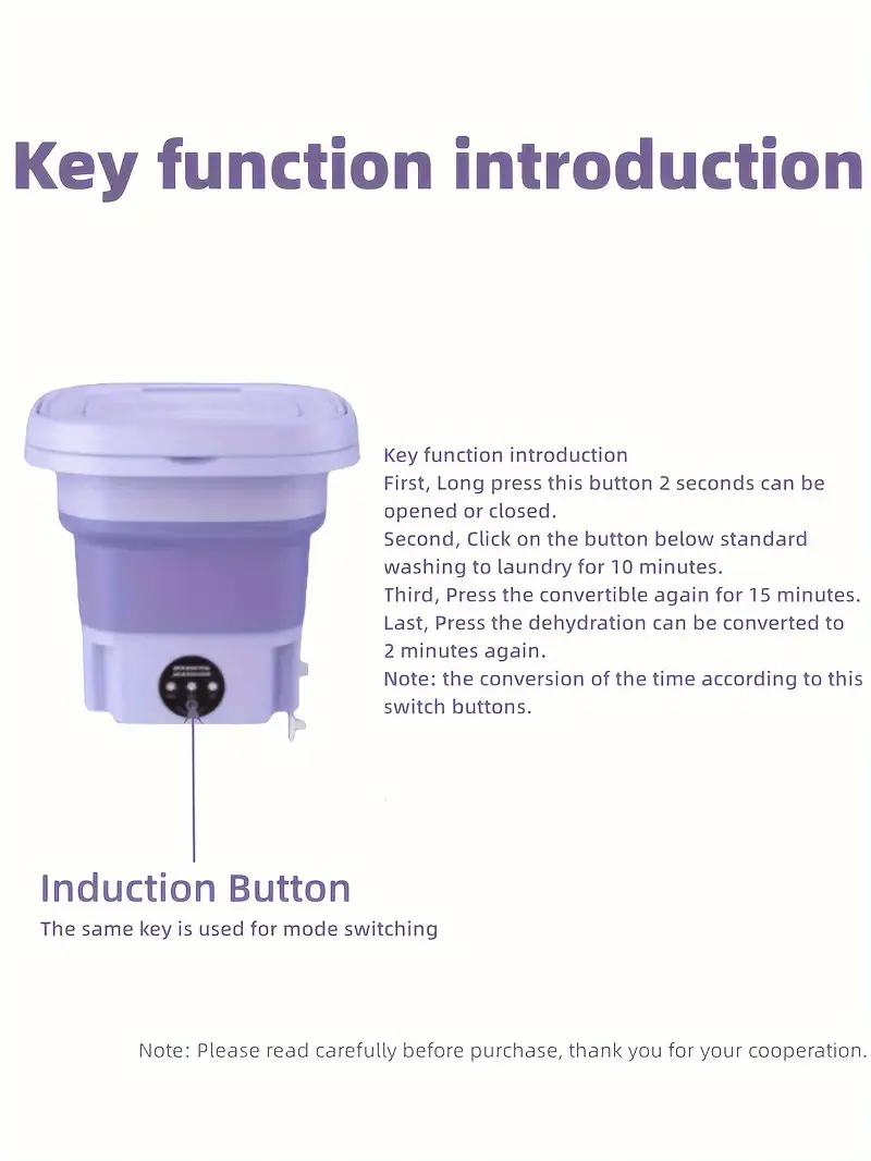 1 compact foldable washing machine suitable for car travel and   use space saving design for small spaces a portable appliance ideal for washing underwear socks and other delicate items on the go Product details 0