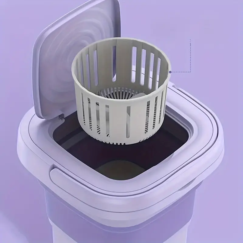 1 compact foldable washing machine suitable for car travel and   use space saving design for small spaces a portable appliance ideal for washing underwear socks and other delicate items on the go Product details 9