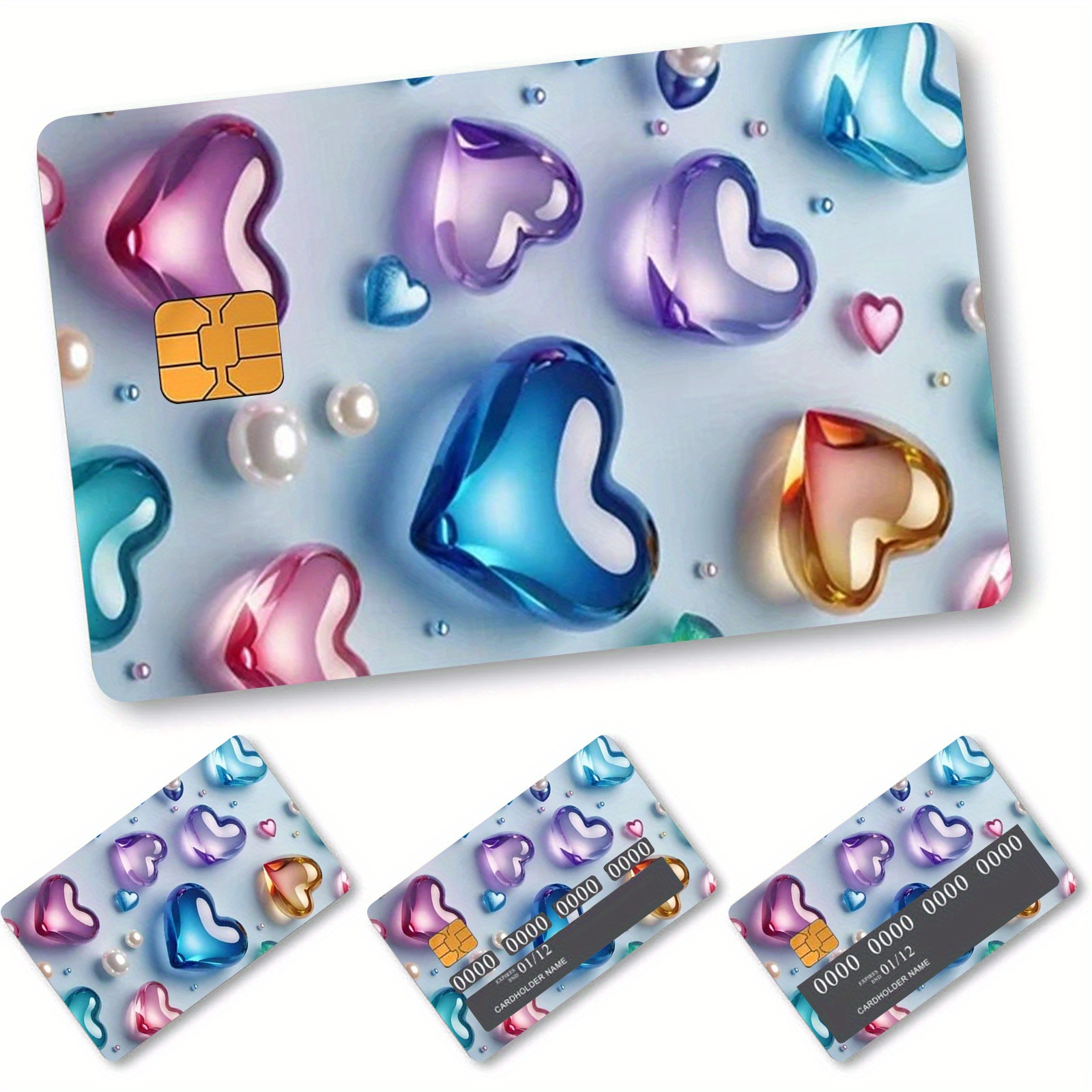 

4-piece Set Thickened Frosted Credit Card Decorative Stickers, Removable Self-adhesive Pvc Covers For Credit/bank/transport Cards, Simple Non-braided Style With Transparent Chip Area