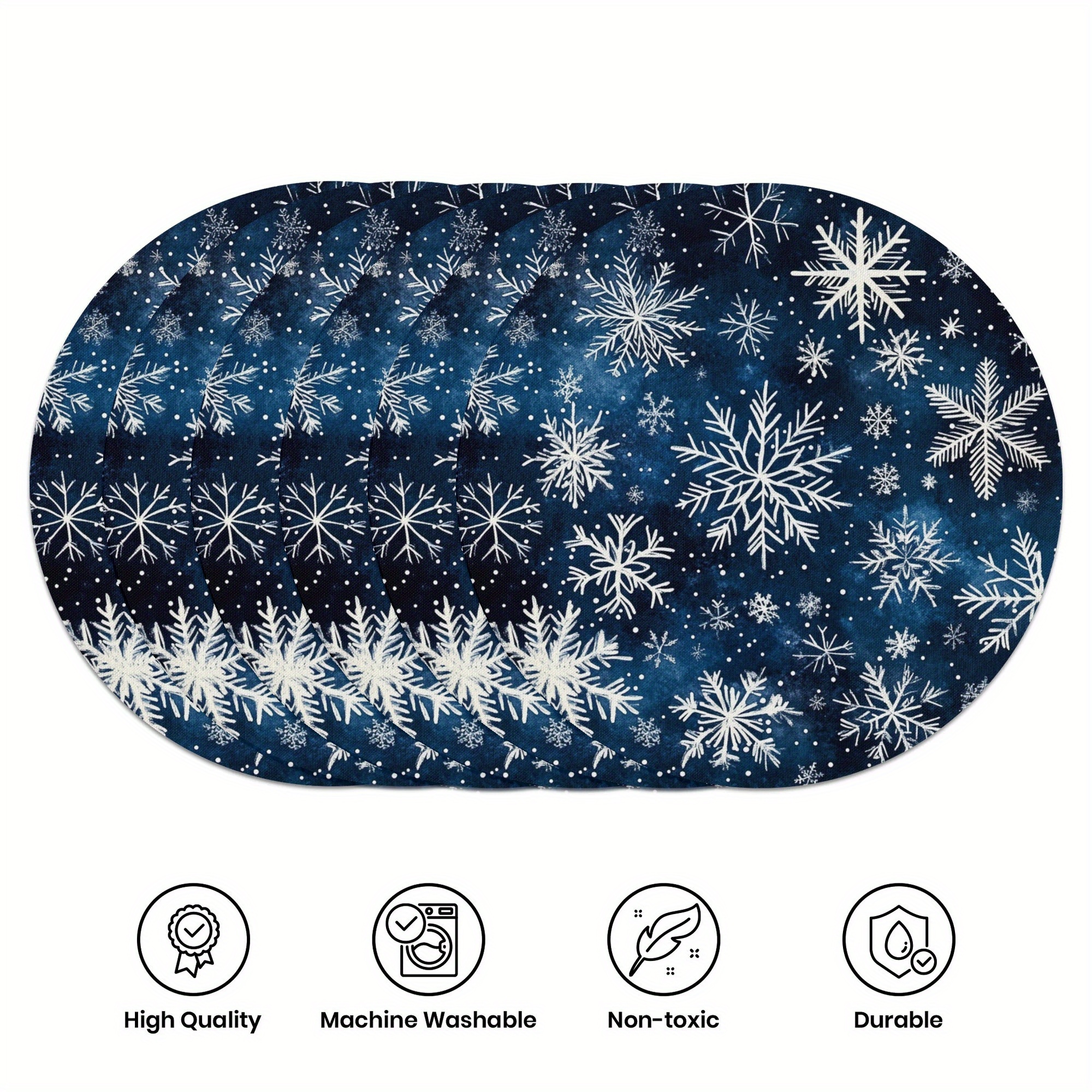 

() 6pcs Set, Winter Placemat -15 Inch Round, Christmas Pattern, Anti Slip And Heat-resistant, For Christmas Decorative Placemats, Holiday Dining And Furniture Decoration