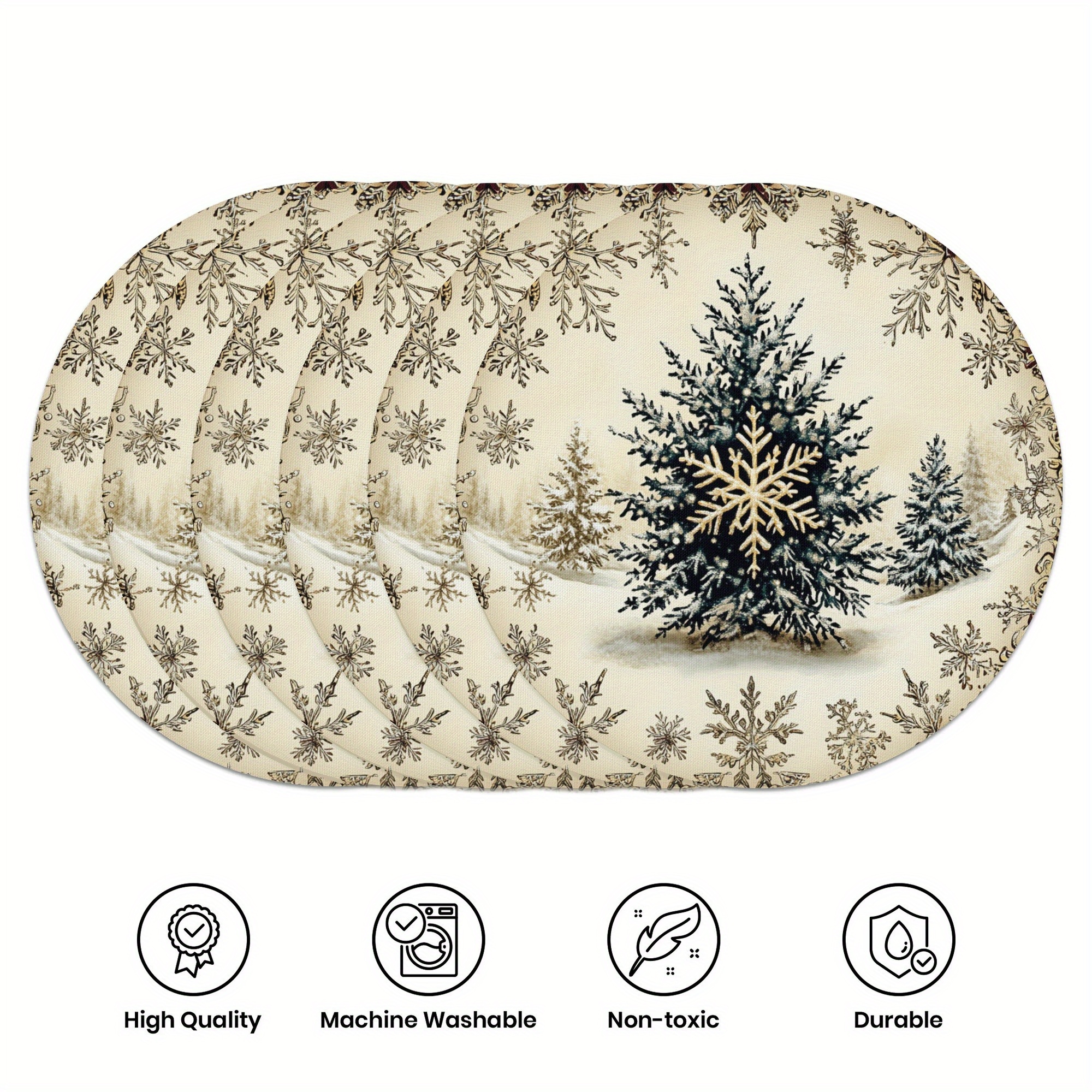 

6pcs Set, Placemat -15 , Christmas Pattern, -slip And -, For Christmas Placemats, Dining And Furniture Decoration