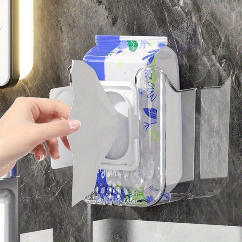 

Easy-install Square Plastic Tissue Box Holder For Bathroom - 1/2pcs, No Drilling Required, Wall-mounted Wipes Dispenser