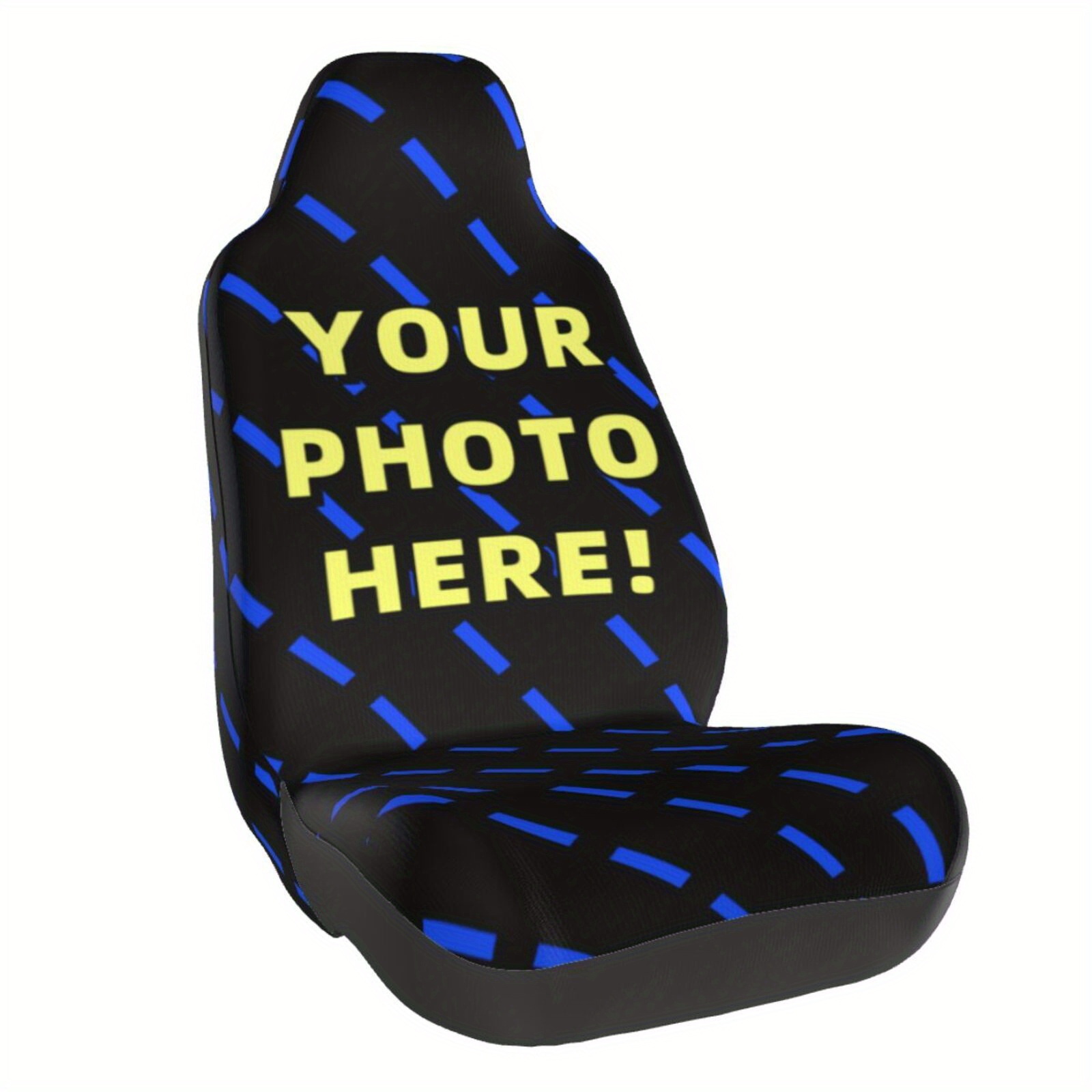 

1pc Customizable Car Seat Cover With "your Photo Here!" Text - , Polyester, Fit For Most Cars, Trucks, Suvs - Ideal For Christmas, Halloween Decorations