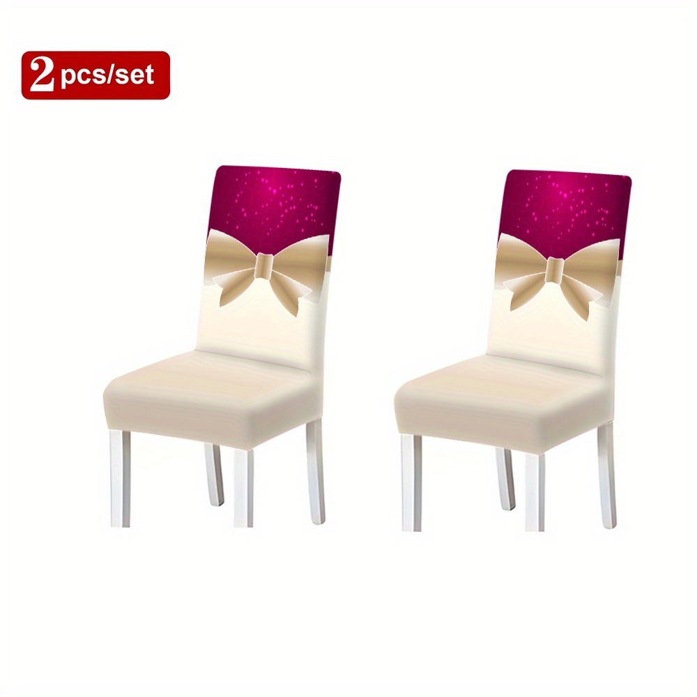 TEMU Polyester Stretch Dining Chair Slipcovers 2/4/6 Pack – Contemporary Digital Printed Full Seat Covers For Home And Christmas Decoration – And Line Dry