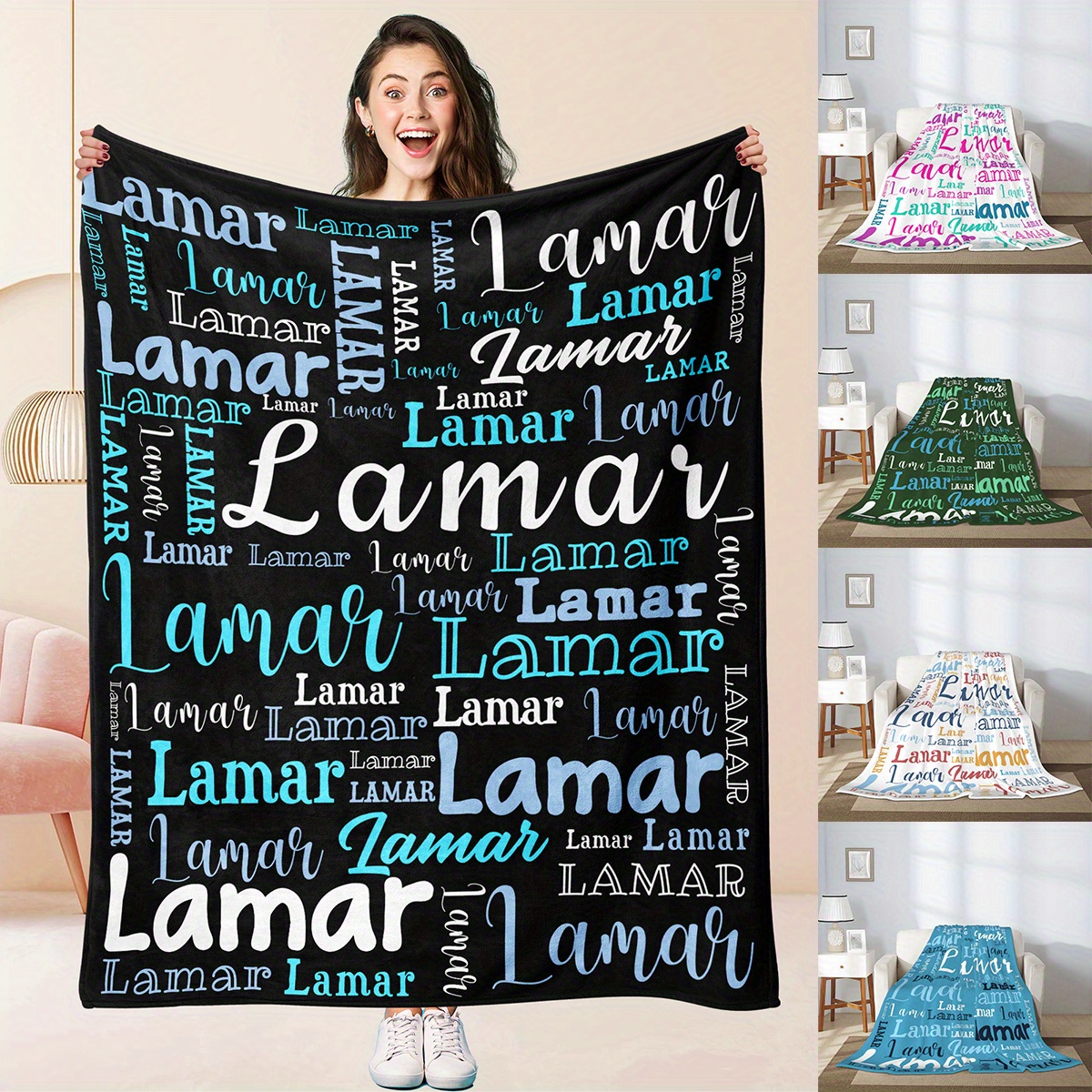 

Custom Name Blanket For Daughter - Personalized Soft Polyester Throw, Perfect Birthday Or Christmas Gift