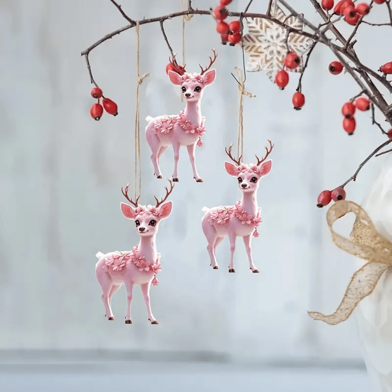 

Acrylic Christmas Deer Ornament - Car & Home Decor, Reusable Holiday Charm, Easy To Hang - In Multiple Colors