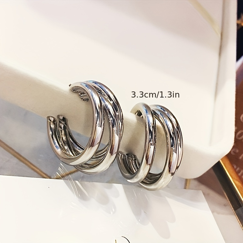 

3-layer Glossy Hoop Earrings Sexy Luxury Wrought Iron Jewelry Earrings Trendy Women Gifts