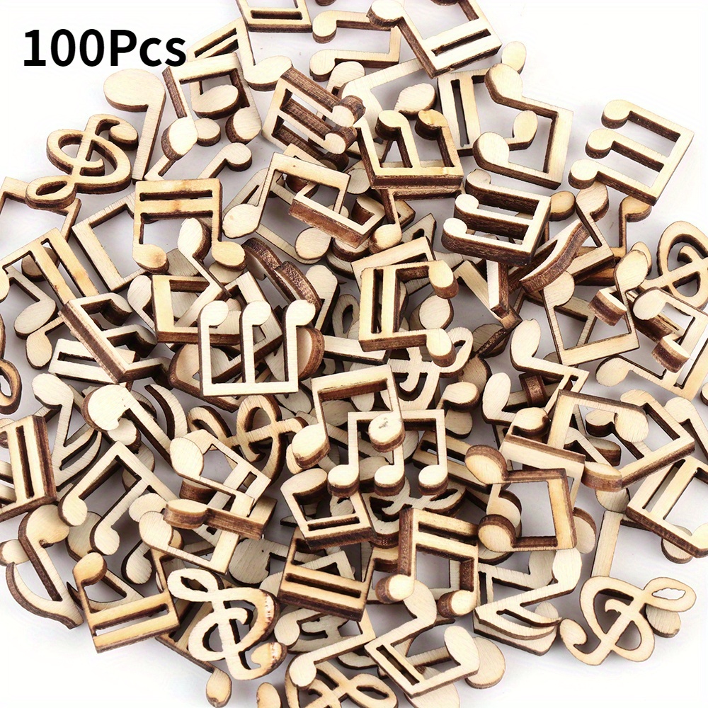 TEMU 200pcs Cute Wooden Music Notes For Scrapbooking, Diy And Home Decoration