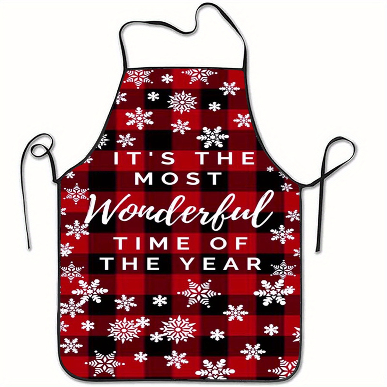 

1pc Christmas-themed Sleeveless Polyester Apron, Print, Ideal For Home Kitchen Baking