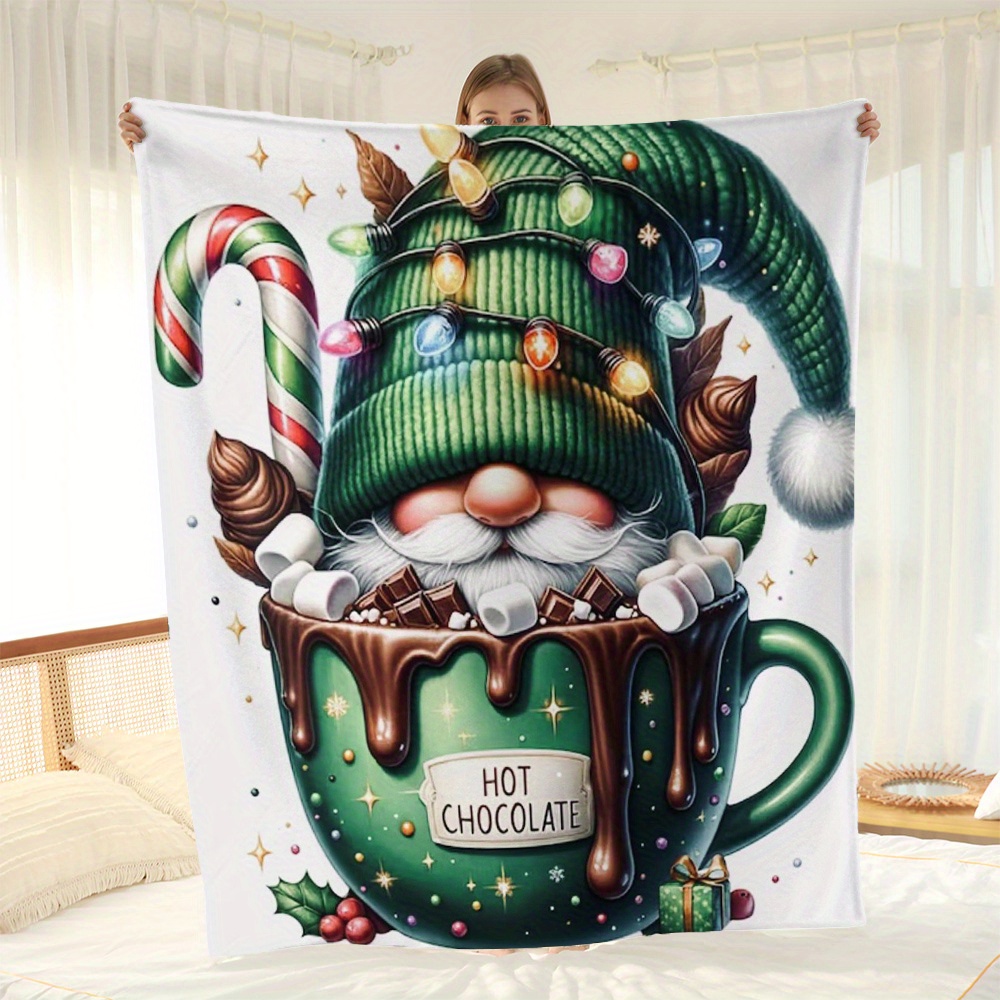 

1pc Christmas Print Blanket, Flannel Blanket, Soft Warm Throw Blanket Nap Blanket For Couch Sofa Office Bed Camping Travel, Gift Blanket For , Best For Christmas