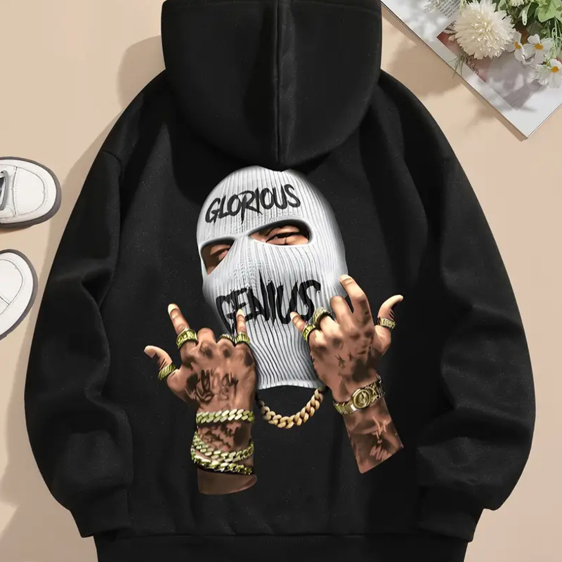

For - Hooded Sweatshirt , Hooded Knit , Drawstring, Unisex Fall/