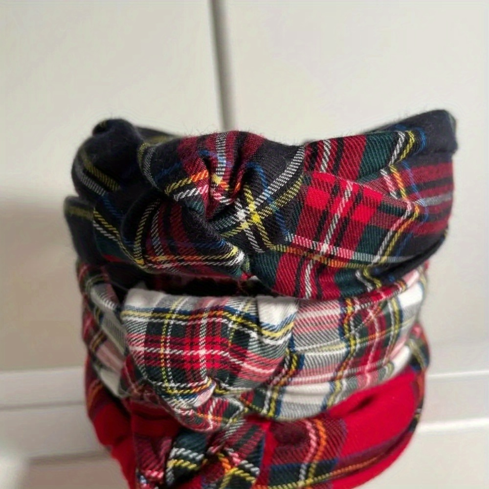 

1pc/2pcs Tartan Knotted Headband Headbands For Women Headband Holiday Accessories School Uniform Headband