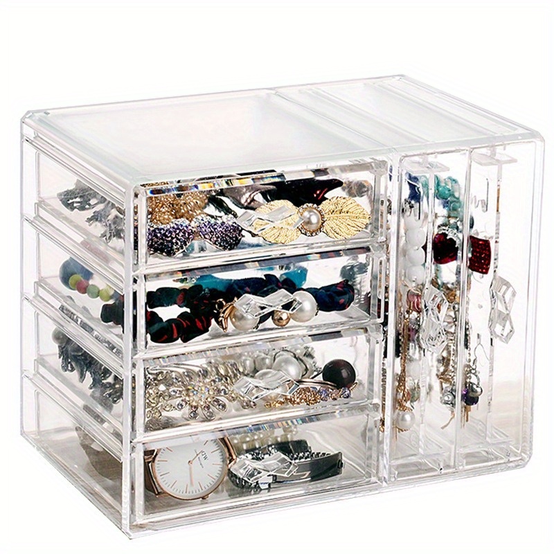 sleek transparent jewelry cosmetic organizer dustproof desktop storage for earrings necklaces and accessories Product details 0