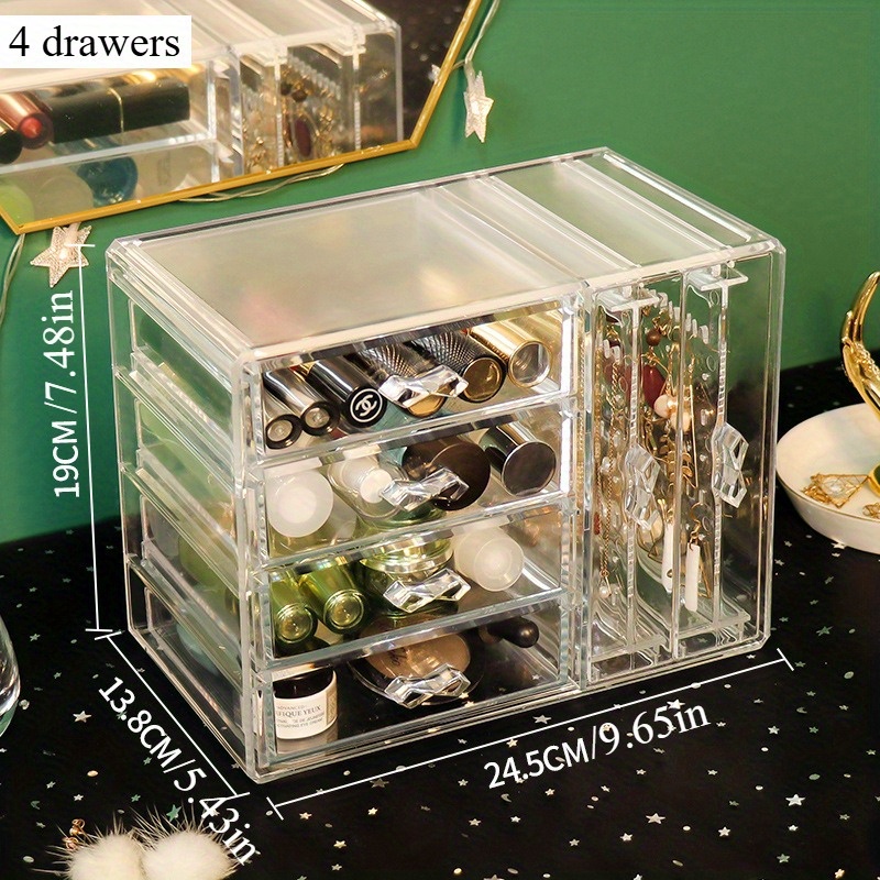 sleek transparent jewelry cosmetic organizer dustproof desktop storage for earrings necklaces and accessories Product details 5