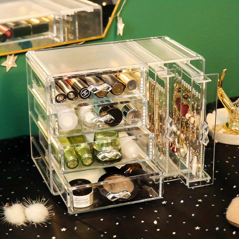 sleek transparent jewelry cosmetic organizer dustproof desktop storage for earrings necklaces and accessories Product details 4