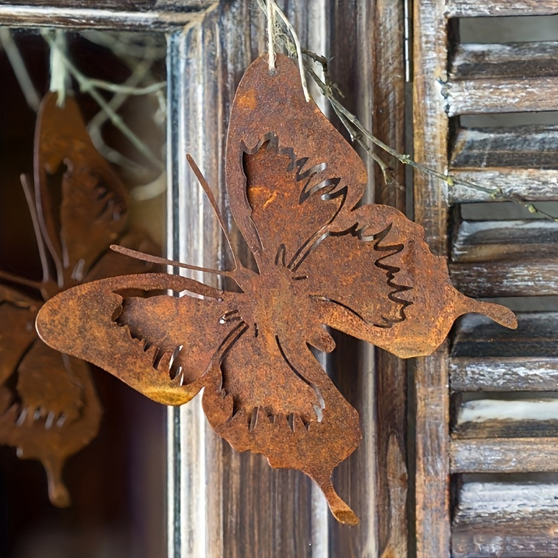 

Rustic Metal Wall Art - No Power Needed, Outdoor Garden Decor, Iron Craft Hanging Ornament For Patio & Yard, Patio Decor