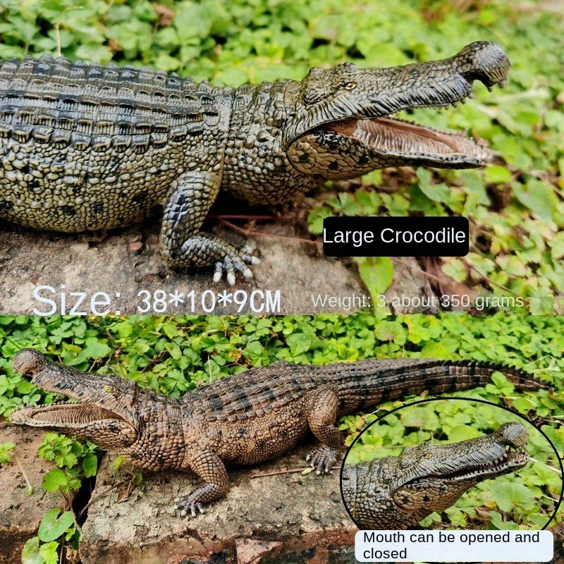 

Realistic Crocodile Model - Plastic, Lifelike Scale Detail, 38x10x9cm, Weighs Up To 560g, With Opening Mouth , Ideal For Collectors And Educational Use