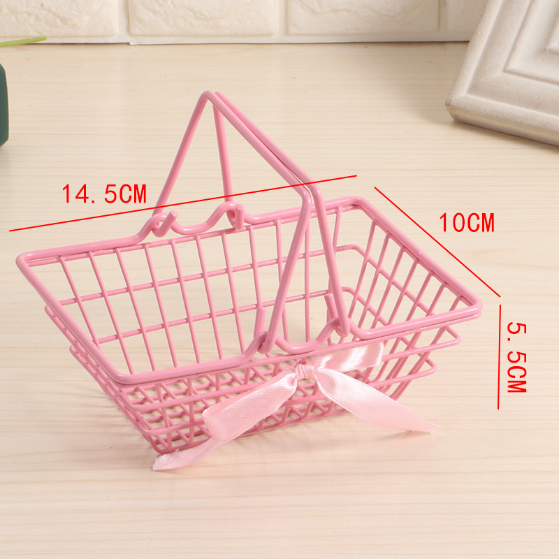E-shop Pinkes Mini-Aufbewahrungskorb Desktop Kosmetik Schmuck Aufbewahrung für Studentenwohnheim Desktop Organisation Behälter Körbe, Regalkörbe