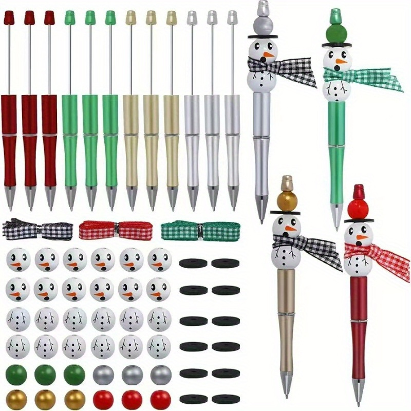 

63pcs Christmas Snowman Pen Kit - Making Set Wooden & Plastic , & Spacers