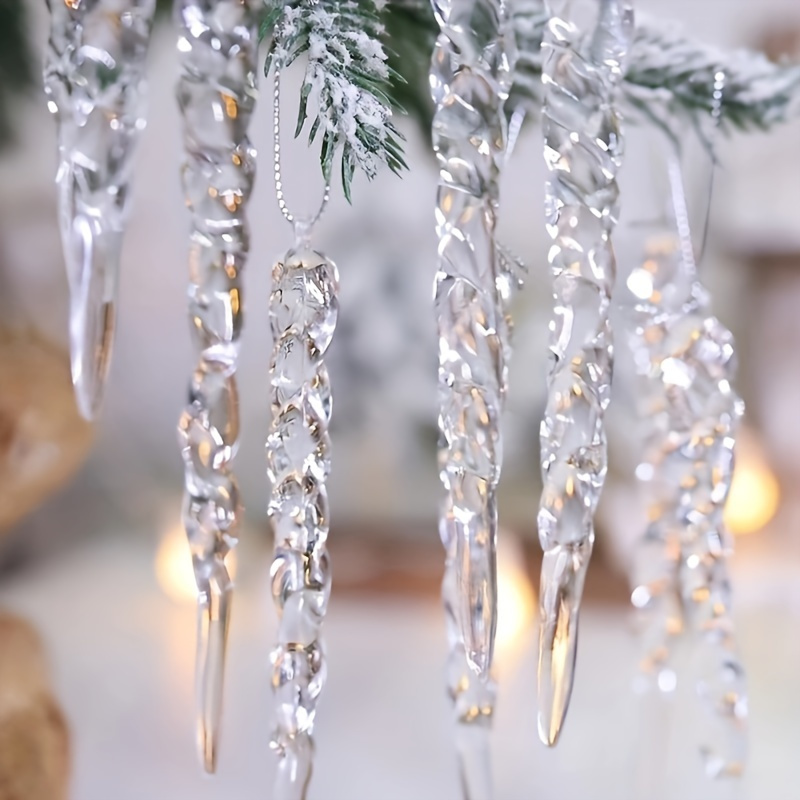 

24-pack Christmas Icicle Ornaments - Clear Acrylic Christmas Tree Hanging Decorations For Holiday, Wedding, And , Diy Handmade Materials