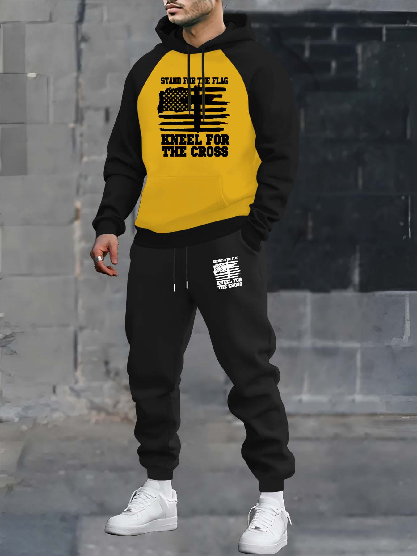 Sweat à Capuche Homme Motif Drapeau Américain – Confort Chaud, Style Sportif – Pour Gym, Running, Sortie Décontractée