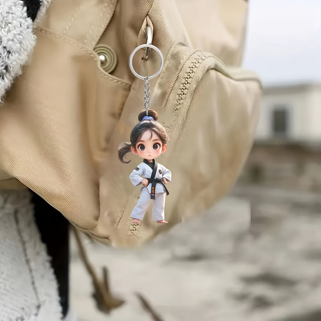 

2d Flat, 2d Acrylic Flat 1pc Acrylic Keychain - Waterproof Accessories, Perfect Gift For Taekwondo Girls Theme Key Rings, Bag Accessories,