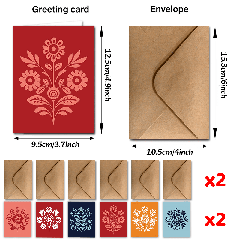 TEMU 24pcs Scandinavian Floral Greeting Cards With Envelopes - Versatile Thank You, Appreciation & Celebration Notes For , Teachers, Coworkers &