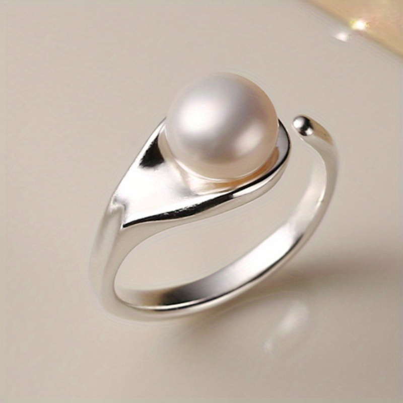Image of Freshwater Pearls Ring, 925 Silvery, Simple And Elegant, Sweet And Stylish, Style, Unique , Perfect Surprise Gift